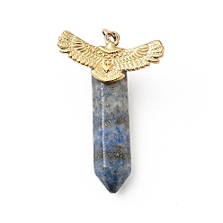 Ляпис-Лазурь Остроконечные подвески с орлом из натурального лазурита, с ионным покрытием (ip) платиновым и золотым оттенком 304 выводы из нержавеющей стали, шарм в виде граненой пули, 39.5 мм, Орел: 25.5x12.5x1.6 мм, Пуля: 33.5x8x8.5 мм, отверстие : 3.4 мм