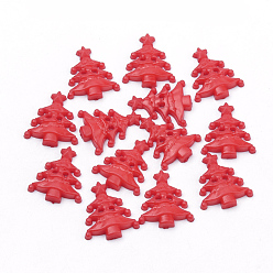 Red 2-Hole Acrylic Buttons, Christmas Tree, Red, 21.5x18x3.5mm, Hole: 1.5~2mm