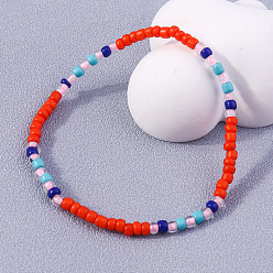 YB225hongfenlan Fashion Colorful Rice Bead Bracelet - Flower Hand String Bracelet, Hand Ornament.