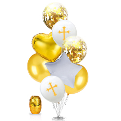 Gold Oval & Star & Heart Latex Inflatable Balloons, for Easter Party Festive Decorations, Gold, 305~457mm, 8Pcs/set