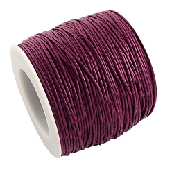 Medium Violet Red Eco-Friendly Waxed Cotton Thread Cords, Macrame Beading Cords, for Bracelet Necklace Jewelry Making, Medium Violet Red, 1mm, about 100yards/roll