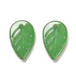 Medium Sea Green Translucent Acrylic Pendants, Leaf, Medium Sea Green, 18x11.5x3.5mm, Hole: 1.4mm