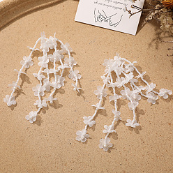 Белый Подвески из ткани и акрила, бахрома листьев, белые, 80x33 мм