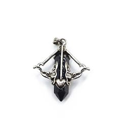 Blue Goldstone Synthetic Blue Goldstone Resin Pointed Pendants, Arrow Charms with Antique Silver Plated Alloy Findings, 38x35mm