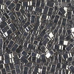 (QTL194) Palladium Plated MIYUKI Quarter TILA Beads, Japanese Seed Beads, 2-Hole, (QTL194) Palladium Plated, 5x1.2x1.9mm, Hole: 0.8mm, about 24000pcs/500g