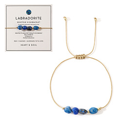 Лабрадорита Браслет в стиле бохо из медных бусин лабрадорита с картой, 11 дюйм (28 см)