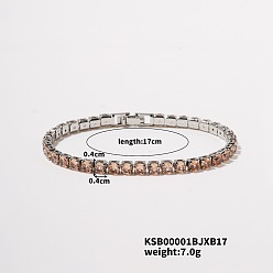 Легкий Лосось Латунные браслеты-цепочки из кубического циркония, светлый померанцевый, 6-3/4 дюйм (17 см)