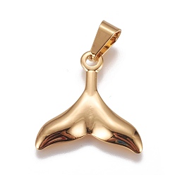 Golden 304 Stainless Steel Pendants, Whale Tail Shape, Golden, 26x25x3mm, Hole: 9x4.5mm