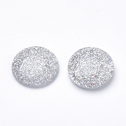 Silver Resin Cabochons, with Glitter Powder, Dome/Half Round, Silver, 16x5mm
