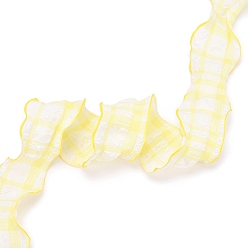Lemon Chiffon 20 Yards Polyester Ruffled Ribbon, Pleated Tartan Ribbon for Wedding, Gift, Party Decoration, Lemon Chiffon, 1-1/2 inch(38mm), about 20.00 Yards(18.29m)/Roll