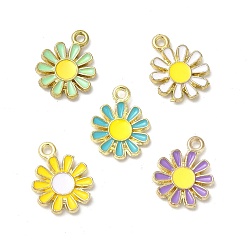 Mixed Color Alloy Enamel Charms, Cadmium Free & Nickel Free & Lead Free, Light Gold, Flower Charm, Mixed Color, 14.5x11.5x2mm, Hole: 1.4mm