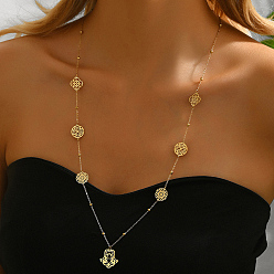 Золотой 201 Длинные цепочные ожерелья из нержавеющей стали с цветами для женщин, Универсальный и элегантный, золотые, 28.15 дюйм (71.5 см)