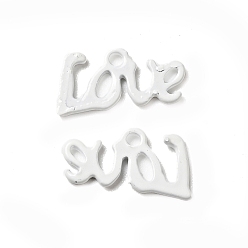 White Spray Painted 201 Stainless Steel Charms, Word Love Charm, White, 12x6.5x1mm, Hole: 1.4mm