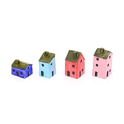 Mixed Color Resin Tiny House Decorations Set, Microlandscape House Model, Mixed Color, 18.5~24x19~26x24~45.5mm, 4pcs/set
