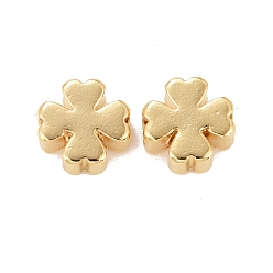 Real 24K Gold Plated Rack Plating Eco-friendly Brass Beads, Lead Free & Cadmium Free, Long-Lasting Plated, Clover, Real 24K Gold Plated, 8x8x3.5mm, Hole: 2mm