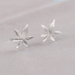 Leaf Mini 925 Sterling Silver Stud Earrings for Girls, Silver Color Plated, Leaf, 5mm