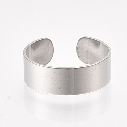 Platinum 304 Stainless Steel Cuff Rings, Open Rings, Wide Band Rings, Stainless Steel Color, Size 8, 18mm, 6mm