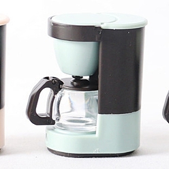 Cian Claro Mini modelo de máquina de café de plástico, accesorios de casa de muñecas de cocina micro paisaje, simulando decoraciones de utilería, cian claro, 32x45 mm