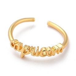 Capricorn Constellation/Zodiac Sign Brass Cuff Rings, Open Rings, Real 18K Golden Plated, Capricorn, word: 18x5mm, US Size 7 1/4(17.5mm)