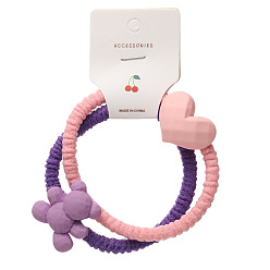 (52) Непрозрачная лаванда Очаровательные резинки для волос в виде сердечек для девочек, эластичные держатели для хвостов конфетного цвета