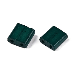 Темно-Зеленый 2 Отверстие для выпечки краски стеклянные бусины, квадратный, темно-зеленый, 5x4.5~5.5x2~2.5 мм, отверстие : 0.5~0.8 мм