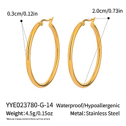 Настоящее золото 18K Крюк из нержавеющей стали серьги, реальный 18 k позолоченный, 20x3 мм