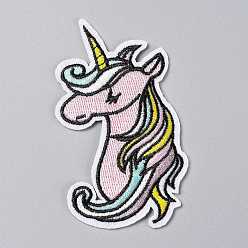 Colorful Computerized Embroidery Cloth Iron on/Sew on Patches, Costume Accessories, Appliques, Unicorn, Colorful, 87x57x1.8mm