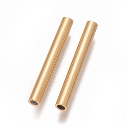 Real 18K Gold Plated Ion Plating(IP) 304 Stainless Steel Tube Beads, Real 18K Gold Plated, 25x3mm, Hole: 1.8mm