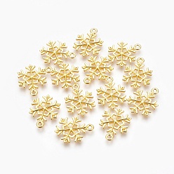 Golden Tibetan Style Alloy Pendants, Cadmium Free & Nickel Free & Lead Free, Snowflake, for Christmas, Golden, 21x16x2mm, Hole: 2mm