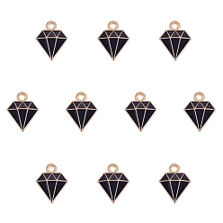 Черный Сплав эмали прелести, Даймонд, золотой свет, чёрные, 15x11.5x2.5 мм, отверстие : 1.8 мм, 10 шт / коробка