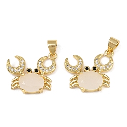 Античный Белый Латунные микро проложить кубического циркония подвески, краб, со стеклом, долговечный, без кадмия и без свинца, реальный 18 k позолоченный, старинный белый, 21x16x4.5 мм, отверстие : 4x3.5 мм