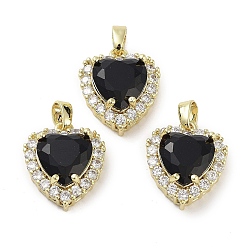 Темно-Синий Настоящие позолоченные подвески из латуни с микропаве из кубического циркония, со стеклом, долговечный, без кадмия и без свинца, сердце, темно-синий, 18 мм, отверстие : 17x15x7 мм