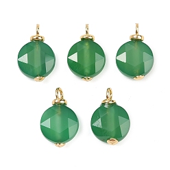 Зеленый агат Подвески из натурального зеленого ониксового агата (окрашенного и нагретого), ограненные шестиугольной формы, с латунной, реальный 18 k позолоченный, без кадмия и без свинца, стойки покрытие, долговечный, 16x10x6 мм, отверстие : 2.5 мм