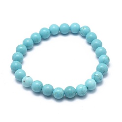 Howlite Natural Howlite Bead Stretch Bracelets, Dyed & Heated, Round, 2 inch~2-1/8 inch(5.2~5.5cm), Bead: 10mm