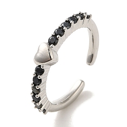 Черный Кольца-манжеты из латуни с микропаве из кубического циркония, долговечный, без свинца и без кадмия, чёрные, регулируемый