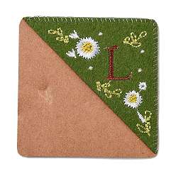 Letter L Embroidery Corner Bookmarks, Personalized Hand Embroidered Bookmark, Flower Felt Triangle Corner Page Marker, for Book Reading Lovers Teachers, Square, Letter.L, 95x95mm