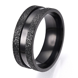 Черный 201 рифленое кольцо из нержавеющей стали для мужчин и женщин, электрофорез черный, внутренний диаметр: 19 мм, широк: 8 мм