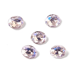 Thistle Glass Rhinestone Cabochons, Pointed Back & Back Plated, Oval, Thistle, 10x8x4mm