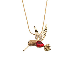 01020YH, 50+5CM snake chain necklace Geometric Copper Zircon Pendant with Fashionable Bird Necklace for Women