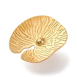 Золотой Ионное покрытие (ip) 304 плоские круглые открытые манжетные кольца из нержавеющей стали, Кольца для женщин, золотые, плоско-круглые: 46.5x50 mm, внутренний диаметр: регулируемый