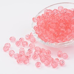 Pink Прозрачные акриловые бусины, граненые, круглые, розовые, 8 мм, отверстие : 1.5~2 мм