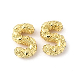 Letter S Латунные подвески, письмо амулеты, стойки покрытие, долговечный, без кадмия и без свинца, золотые, Письмо с, 19~20x11~19x6.5~7 мм, отверстие : 3~4x2.5 мм