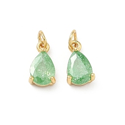 Зеленый лайм Кулон из циркония, слезинки, без свинца и без кадмия, стойки покрытие, долговечный, реальный 18 k позолоченный, зеленый лайм, 10x5.5x4 мм, Перейти кольцо: 4x0.8 мм, 2.5 мм внутренним диаметром