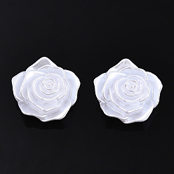 Белый Абс пластмассовые имитационные жемчужные кабошоны, цветок, белые, 17x17.5x6.5 мм , около 200 шт / мешок