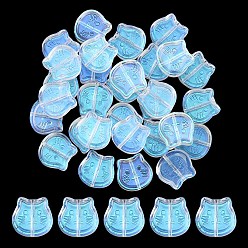 Clear AB 35Pcs Transparent Spray Painted Glass Beads, Cat, Clear AB, 13.5x14x5mm, Hole: 1.2mm