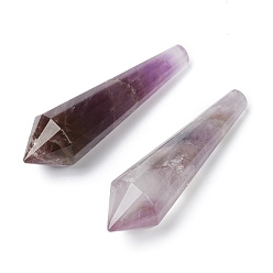 Amethyst Natural Amethyst Beads, Healing Stones, Reiki Energy Balancing Meditation Therapy Wand, No Hole/Undrilled,  for Wire Wrapped Pendant Making, Bullet, 51.5~56x14.7~16.2mm