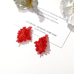 Красный Стеклянные подвески из бисера, общие чары каллилии, красные, 40x20 мм