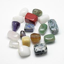 Mixed Stone Natural & Synthetic Mixed Gemstone Beads, Tumbled Stone, Chakra Healing Stones for 7 Chakras Balancing, Crystal Therapy, Meditation, Reiki, Vase Filler Gems, No Hole Beads, Mixed Shapes, 15~55x10~25x10~25mm