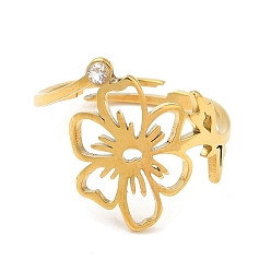 Золотой 304 нержавеющая сталь с регулируемыми кольцами из циркония, октябрь-космос, золотые, 1.5~15.5 мм, размер США 6 1/4 (16.7 мм)