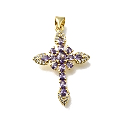 Сланцево-синий Латунные микро проложить кубического циркония подвески, крестик, без кадмия и без свинца, стойки покрытие, долговечный, синевато-серый, 31x21x3.5 мм, отверстие : 4x3.5 мм